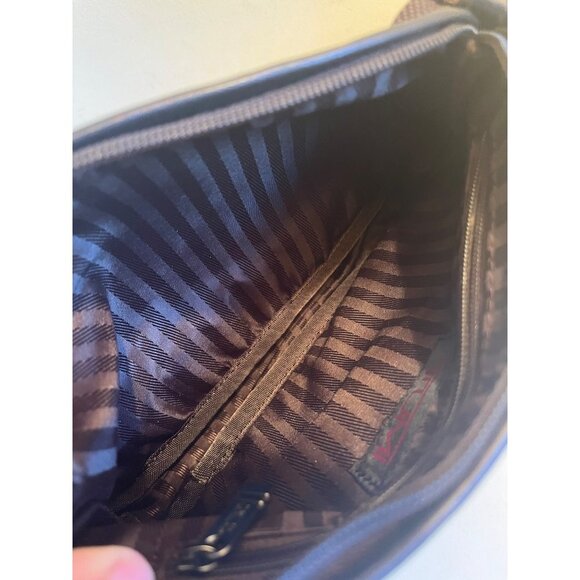 Y2K TUMI Nylon Mini Bag Brown Leather Trim Convertible Clutch Minimalist Neutral - Picture 7 of 7